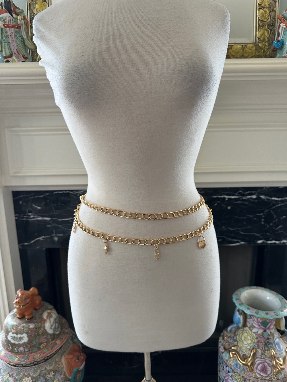 Juicy Couture Gold Chain Double Waist Belt with Charms